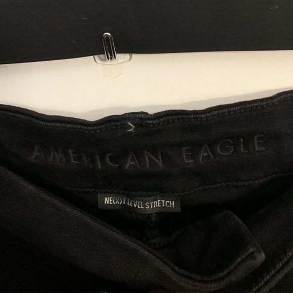American Eagle AE Black Stretch Curvy Highest Waist Flare Jeans size 22 button - Picture 3 of 6